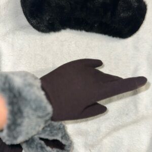 Faux Fur Trimmed Gloves - Brown and Gray
